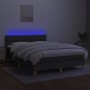 Letto a Molle Materasso e LED Grigio Scuro 140x200cm in Tessuto