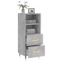 Credenza Grigio Cemento 34,5x34x90 cm in Legno Multistrato