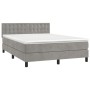 Giroletto a Molle con Materasso Grigio Chiaro 140x190cm Velluto
