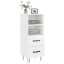 Credenza Bianco Lucido 34,5x34x90 cm in Legno Multistrato