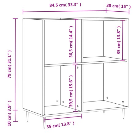 Mobile Porta Dischi Bianco Lucido 84,5x38x89 Legno Multistrato