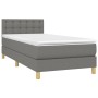 Letto a Molle Materasso e LED Grigio Scuro 90x190 cm in Tessuto
