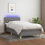 Letto a Molle Materasso e LED Grigio Scuro 90x200 cm in Tessuto