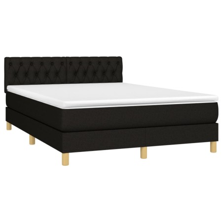 Letto a Molle con Materasso e LED Nero 140x190 cm in Tessuto