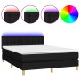 Letto a Molle con Materasso e LED Nero 140x190 cm in Tessuto