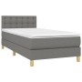 Letto a Molle Materasso e LED Grigio Scuro 90x200 cm in Tessuto