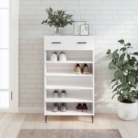 Scarpiera Bianco Lucido 60x35x105 cm in Legno Multistrato