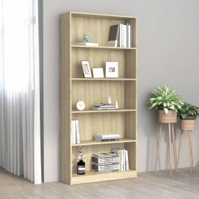 Libreria 5 Ripiani Rovere Sonoma 80x24x175 cm Legno Multistrato