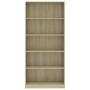 Libreria 5 Ripiani Rovere Sonoma 80x24x175 cm Legno Multistrato