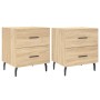 Comodini 2 pz Rovere Sonoma 40x35x47,5 cm in Legno Multistrato