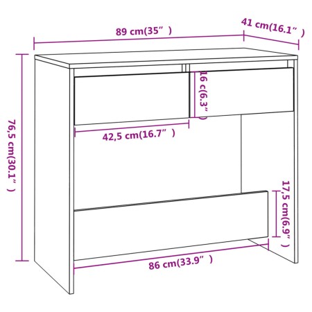 Tavolo Consolle Rovere Sonoma 89x41x76,5 cm in Acciaio