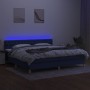 Letto a Molle Materasso e LED Blu 200x200cm in Tessuto