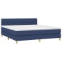 Letto a Molle con Materasso e LED Blu 180x200 cm in Tessuto