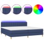 Letto a Molle Materasso e LED Blu 200x200cm in Tessuto