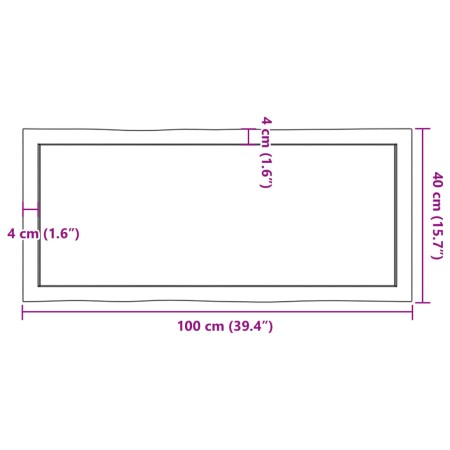 Piano per Tavolo 100x40x(2-6) cm Rovere Non Trattato Bordi Vivi