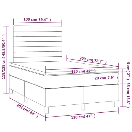 Giroletto a Molle con Materasso Grigio Scuro 120x200 cm Tessuto