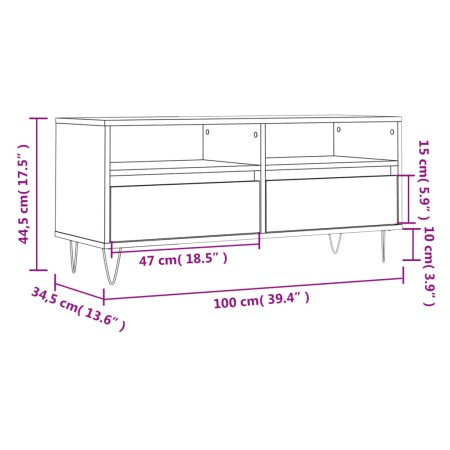 Mobile per TV Grigio Cemento 100x34,5x44,5 cm Legno Multistrato