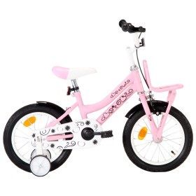 Bici per Bambini con Trasportino Frontale 14'' Bianca e Rosa