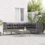 Set Divani da Giardino 6 pz con Cuscini in Polyrattan Grigio