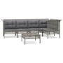 Set Divani da Giardino 6 pz con Cuscini in Polyrattan Grigio