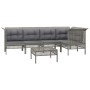 Set Divani da Giardino 6 pz con Cuscini in Polyrattan Grigio