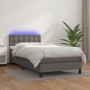 Giroletto Molle con Materasso e LED Grigio 100x200cm Similpelle