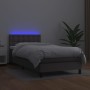 Giroletto Molle con Materasso e LED Grigio 100x200cm Similpelle