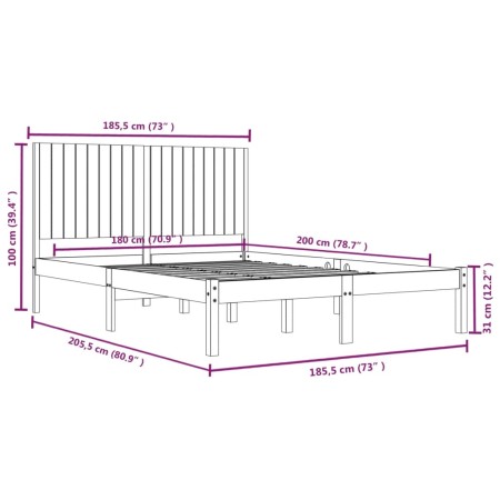 Giroletto Bianco in Legno Massello 180x200 cm Super King