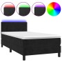 Letto a Molle con Materasso e LED Nero 80x200 cm in Velluto