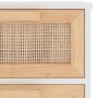 Credenza Bianca 40x30x90cm Legno Massello Pino Rattan Naturale