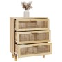 Credenza Marrone 60x30x70cm Legno Massello Pino Rattan Naturale