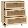 Credenza Marrone 60x30x70cm Legno Massello Pino Rattan Naturale