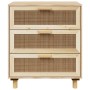 Credenza Marrone 60x30x70cm Legno Massello Pino Rattan Naturale