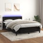 Letto a Molle con Materasso e LED Nero 140x200 cm in Velluto