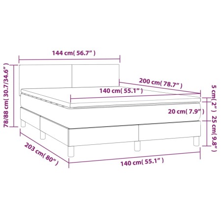 Letto a Molle con Materasso e LED Nero 140x200 cm in Velluto