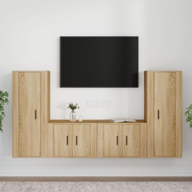 Set di Mobili Porta TV 4 pz Rovere Sonoma in Legno Multistrato