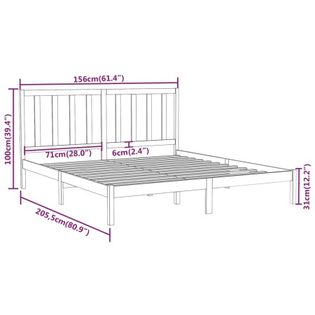 Giroletto Grigio in Legno Massello 150x200 cm King Size