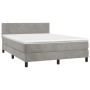 Letto a Molle Materasso e LED Grigio Chiaro 140x190 cm Velluto