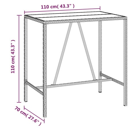 Set Bar Giardino 7pz Grigio Polyrattan e Legno Massello Acacia