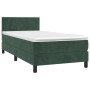 Letto a Molle con Materasso e LED Verde Scuro 100x200cm Velluto