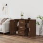 Credenza Rovere Marrone 91x29,5x65 cm in Legno Multistrato