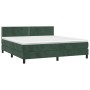 Letto a Molle con Materasso e LED Verde Scuro 160x200cm Velluto