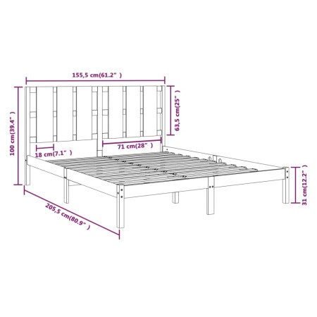 Giroletto Bianco in Legno Massello 150x200 cm King Size