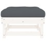 Poggiapiedi Giardino con Cuscini 2pz Legno Massello Pino Bianco