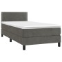 Letto a Molle con Materasso e LED Grigio Scuro 90x190cm Velluto