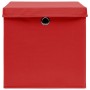 Scatole Portaoggetti con Coperchi 4pz Rosse 32x32x32 cm Tessuto