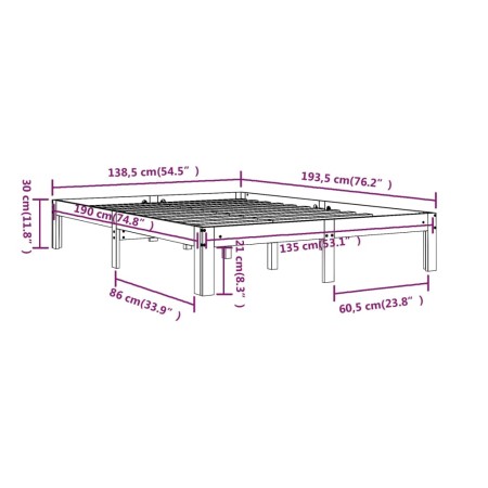 Giroletto Bianco in Legno Massello 135x190 cm Double