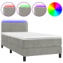Letto a Molle Materasso e LED Grigio Chiaro 80x200 cm Velluto