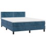 Letto a Molle con Materasso e LED Blu Scuro 140x200 cm