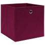 Scatole con Coperchi 10 pz Rosso Scuro 32x32x32 cm Tessuto